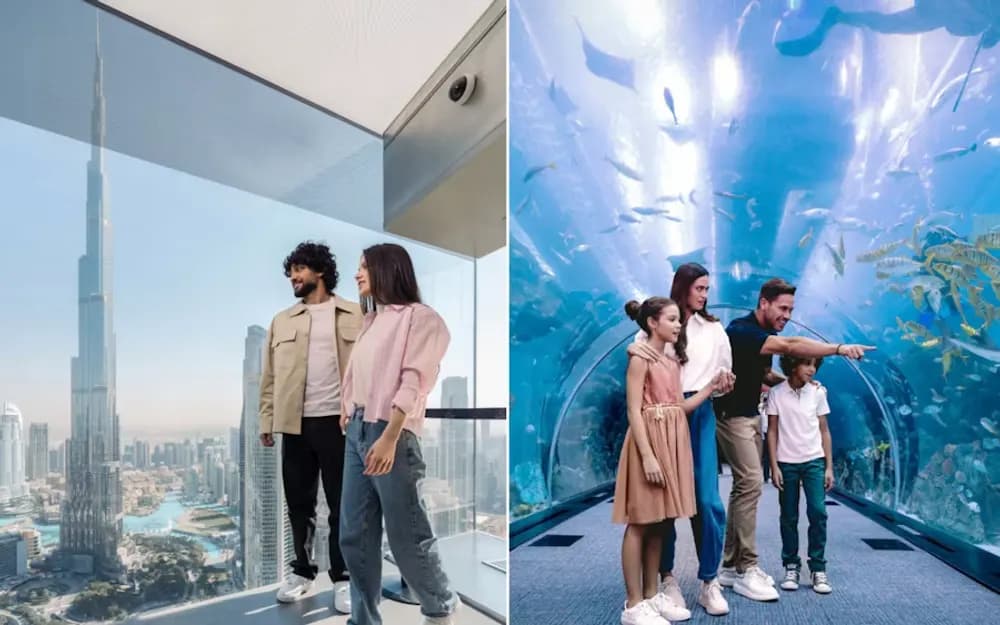 Dubai Aquarium Tickets + Sky Views Observatory with Glass Slide Combo