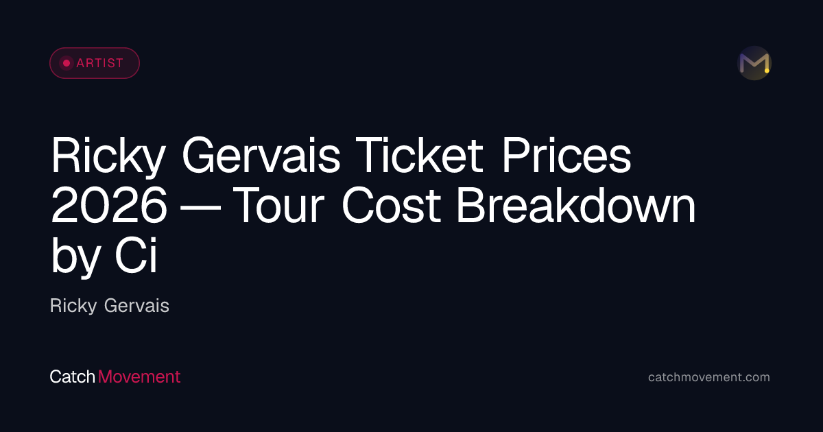 Ricky Gervais Ticket Prices 2026 — from $164 (Floor, VIP & Cheap Seats)